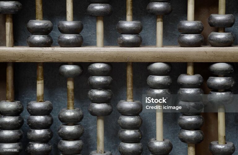 Close up of an abacus or counting machine