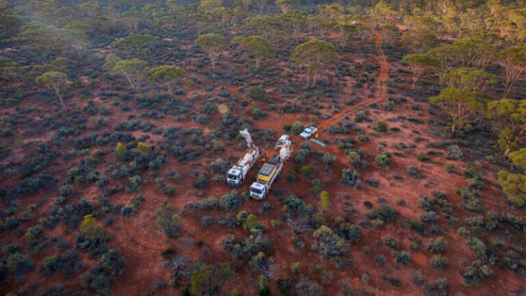 Aerial,Of,An,Exploration,Drill,Rig,In,The,Red,Dirt