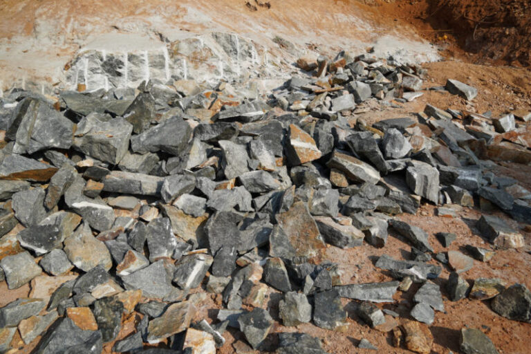 Pile Of Rocks I.E. Lithium Mining And Natural Resources Like Limestone Mining In Quarry