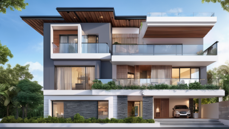 modern-style-villa-side-faade-three-stories-with-balconies-and-windows-on-each-level-top-floor-fe-811341723